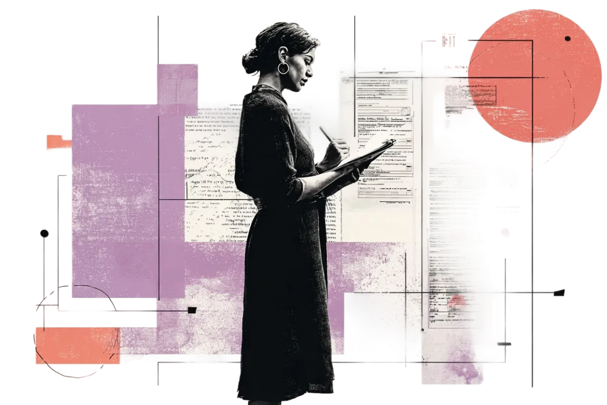 A woman writing in a notebook